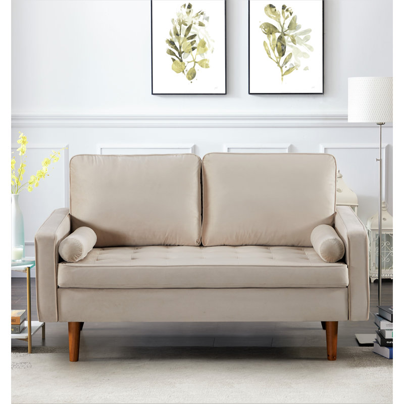 Geniece 57.8'' Velvet Loveseat, Beige