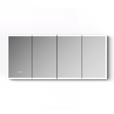 Armoire à pharmacie à DEL avec miroir, armoire de salle de bain avec miroir 72 * 32 pouces avec lumières, encastrée ou murale, 3 couleurs Temperaturesanti-Fog