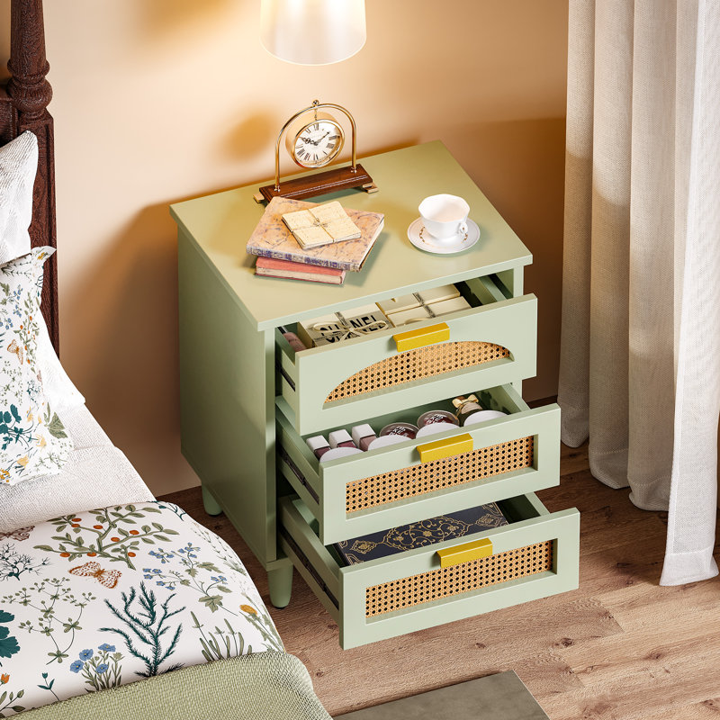 3 Drawers Rattan Nightstand, Individual