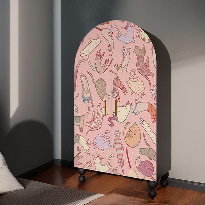 Multi-functional wardrobe with modern arch design, Black