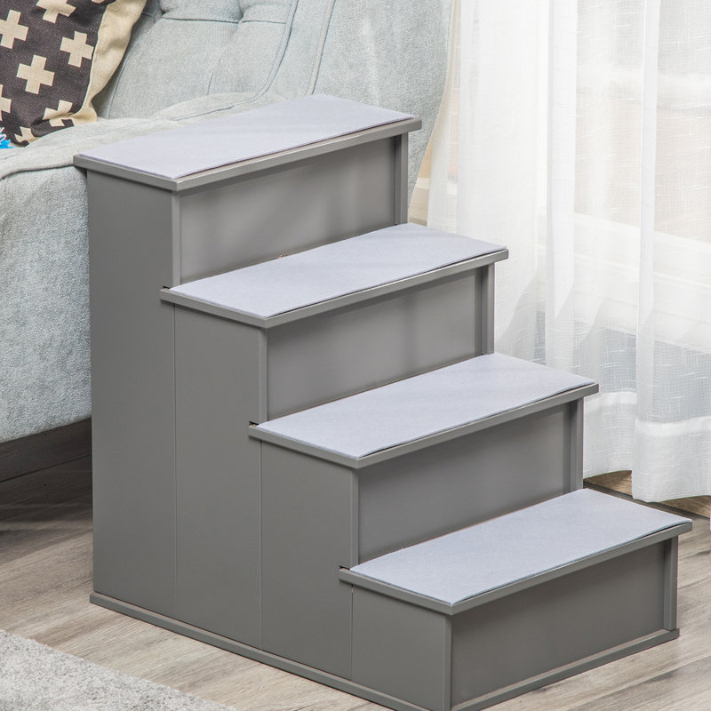 Escaliers pour animaux de compagnie, gris - idéal pour les animaux de compagnie ayant des problèmes de mobilité jusqu'à 22 lb, avec un petit escalier pour les escaliers, facile à déplacer
