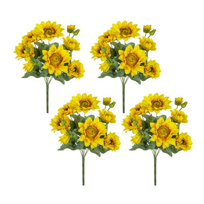 Arbuste de tournesol artificiel jaune 10,2 x 11 x 18,9 po x 9,4