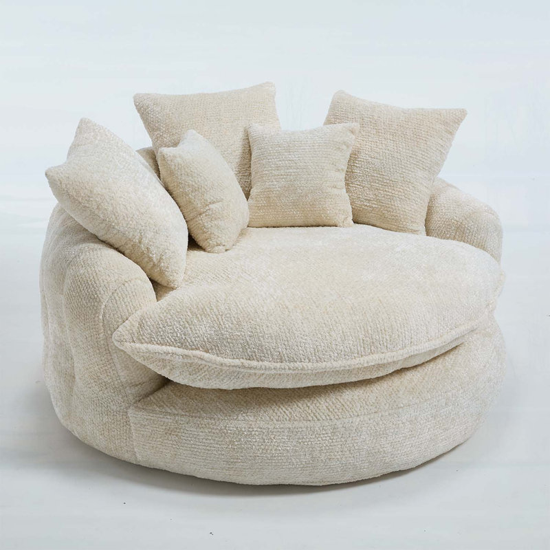 Fauteuil de 55 po de long en mousse de polyester, fauteuil rond surdimensionné, canapé-lit moderne moelleux pour le salon et la détente