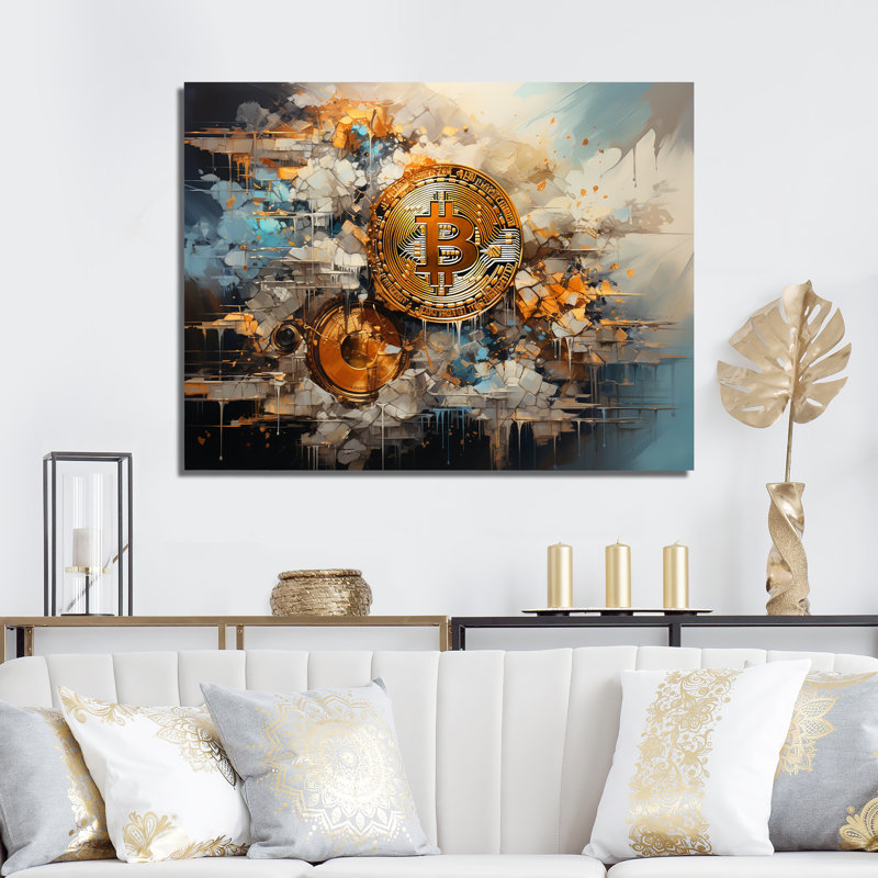 Pearl Prosperity Fashio Bitcoin sur toile, Toile tendue, H 34 po x l 44 po x P 1,5 po