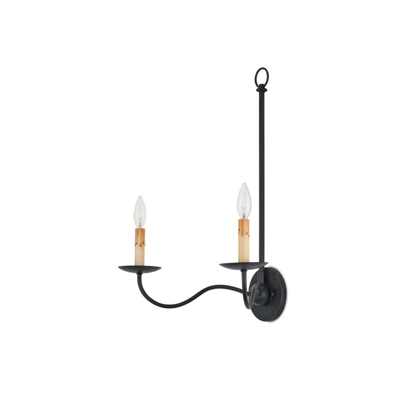 Saxon Double-Light Black Wall Sconce, Zanzibar Black