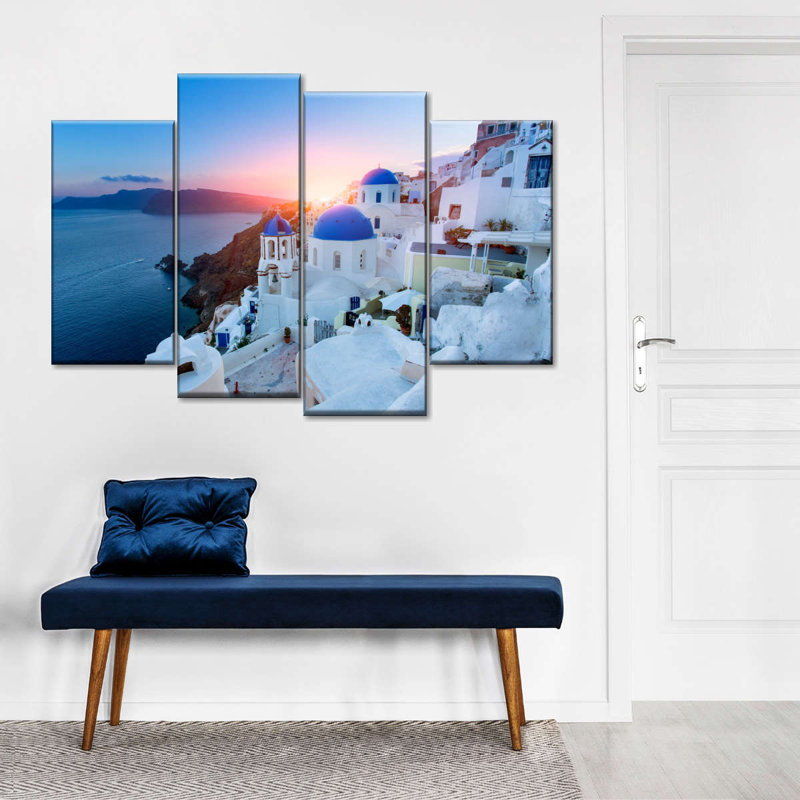 «Ch Church In Santorini», reproduction d'art sur toile, H 52 po x l 32 po x P 1,25 po