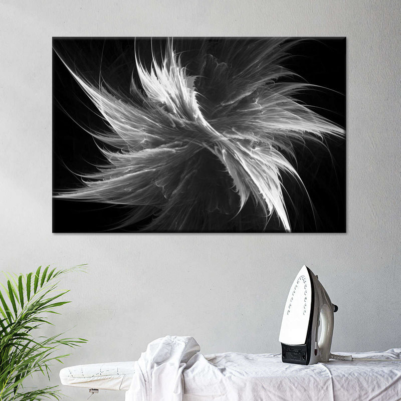 Gris abstrait sur toile, H 30 po x l 45 po x P 1,25 po