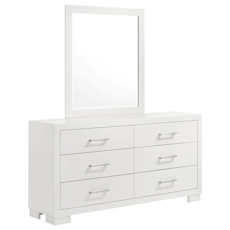 Commode 6 tiroirs avec miroir Odus - blanc