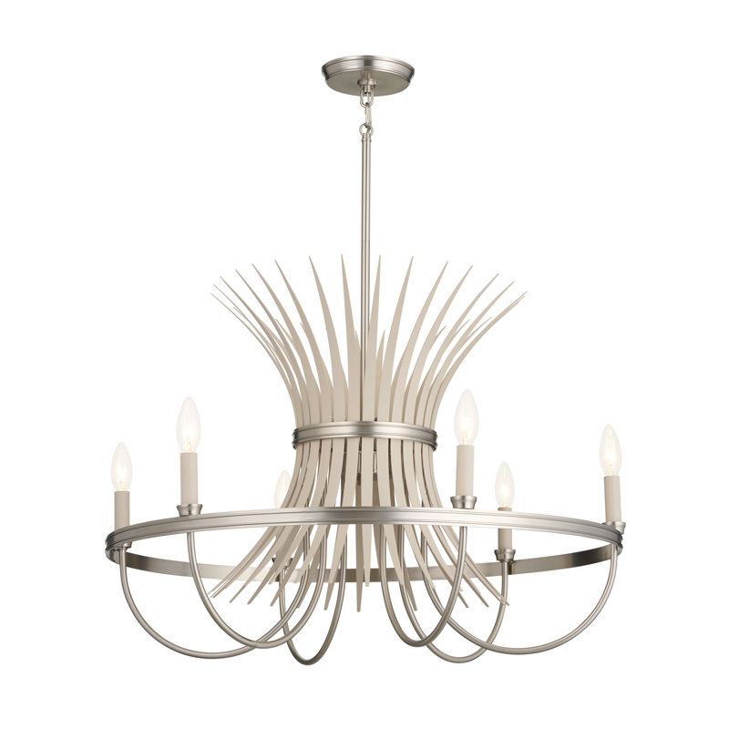 Elegant Brushed Nickel 6-Light Chandelier with Candelabra Bulbs