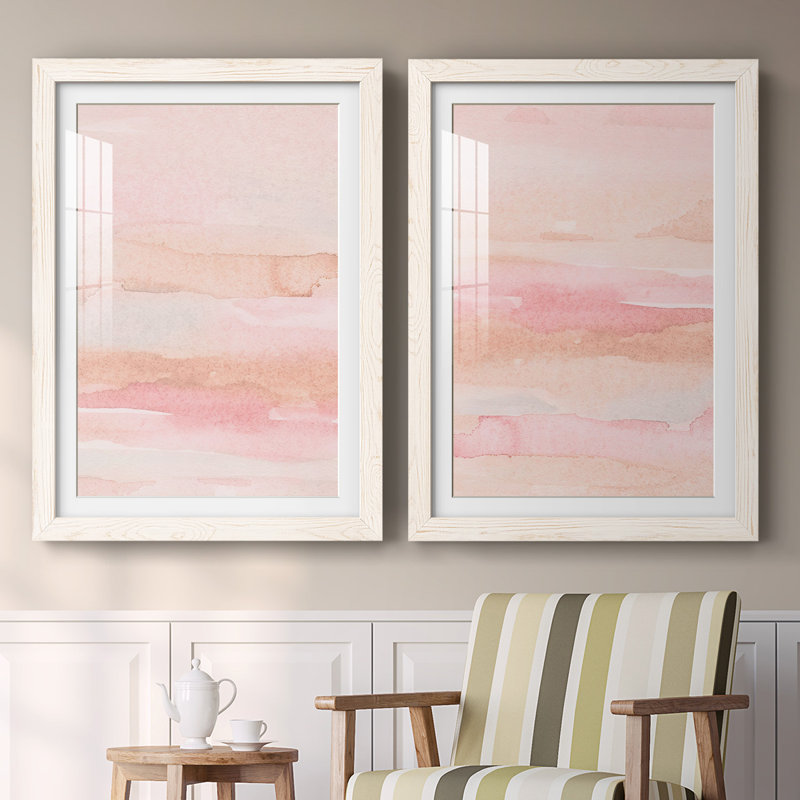 «Rose Fade I», reproduction encadrée de qualité supérieure - prête à être accrochée, Blanc, H 27,5 po x l 75 po x P 1,5 po