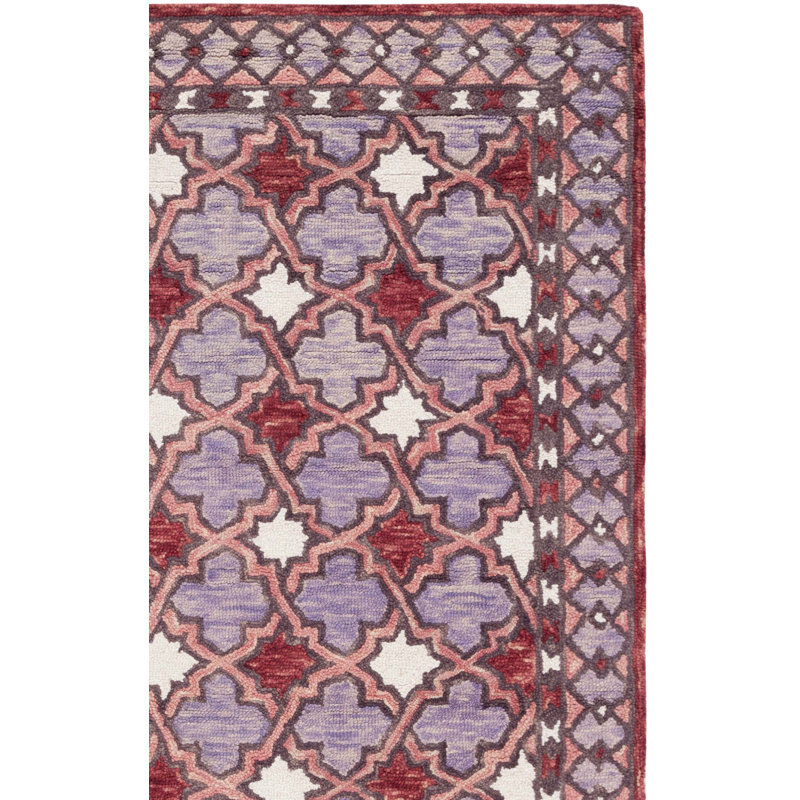 Tapis oriental en laine / coton touffeté à la main en rouge / rose, Tapis de couloir 2 pi 3 po x 9 pi
