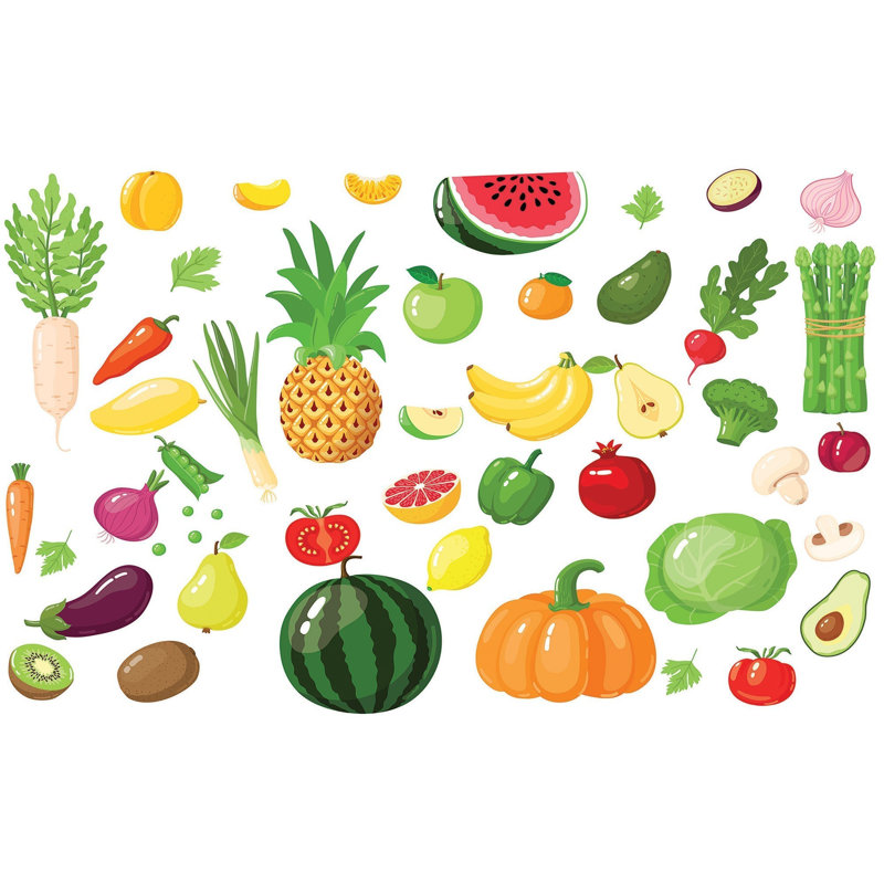 Murale pelez et collez de qualité supérieure - fruits et légumes, L 96 po x l 120 po