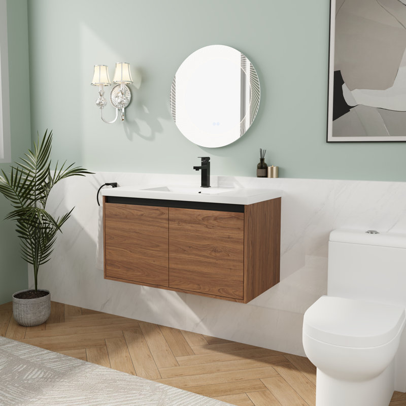 Petit meuble-lavabo tout-en-un 36 po avec lavabo et rangement, 36"