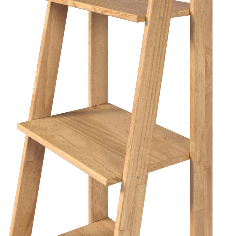 Shannia 159cm H x 44cm W Solid Wood Ladder Bookcase, Brown