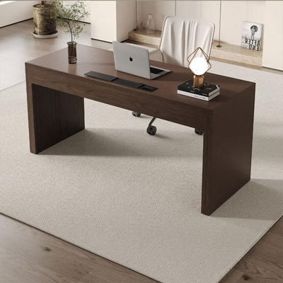 70.87" Tan Rectangular Solid + Manufactured Wood+Leather with 3 drawers desk