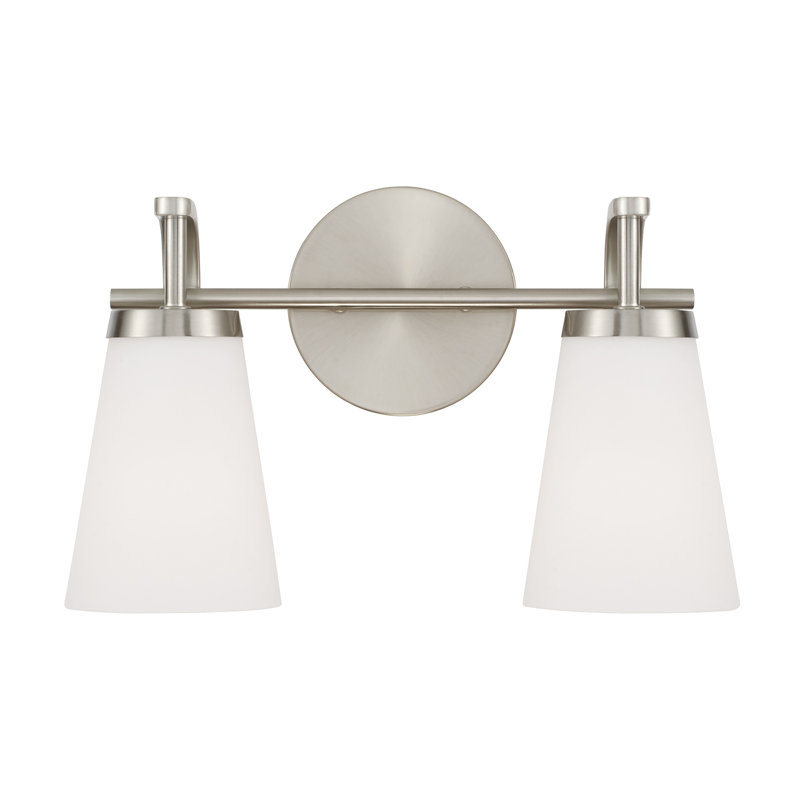 23" W x 9" H 3-Light Vanity  in Brushed Nickel with Tapered Soft White Glass, 3, Brushed Nickel