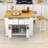 Rolling Kitchen Island Set with Drop Leaf, 2 Bar Stools, Power Outlet, 2 Drawers and Door Racks-693635078