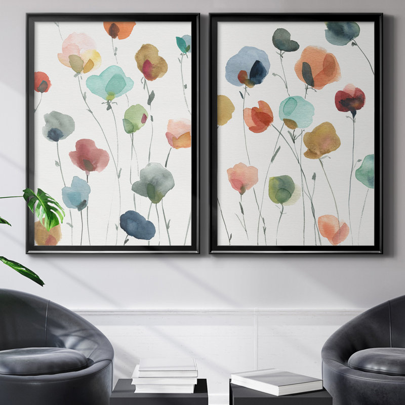 «Lollipop Garden I», ensemble de 2 impressions, Toile encadrée, H 18,5 po x l 49 po x P 1,5 po, Noir