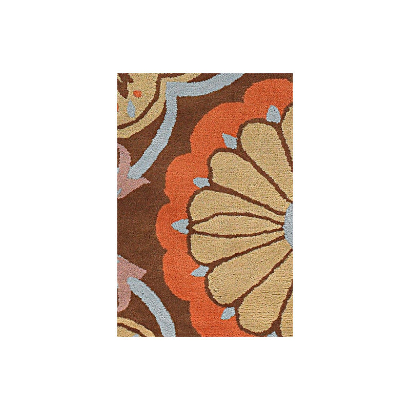 Fayetteville Authentic Hand-Tufted Handmade Brown, Blue, Orange & Tan Medallion Floral Wool Area Rug
