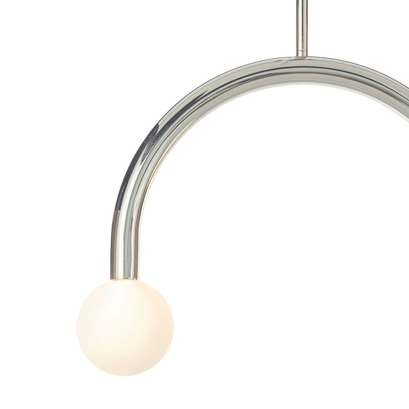 Happy Pendant, Polished Nickel, 16" H x 22.5" W x 5" D