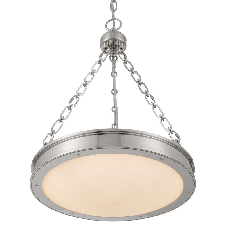 Luminaire suspendu DEL intégré 17 po Wittmar en nickel poli avec verre gravé, 17 pouces, Nickel poli