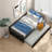 Space-saving Twin Beds With Trundle, Solid Wood Frame, Modern Espresso Finish