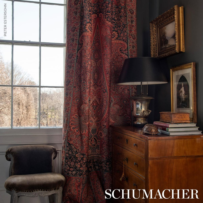 Colmery Paisley Panel Fabric, Rouge