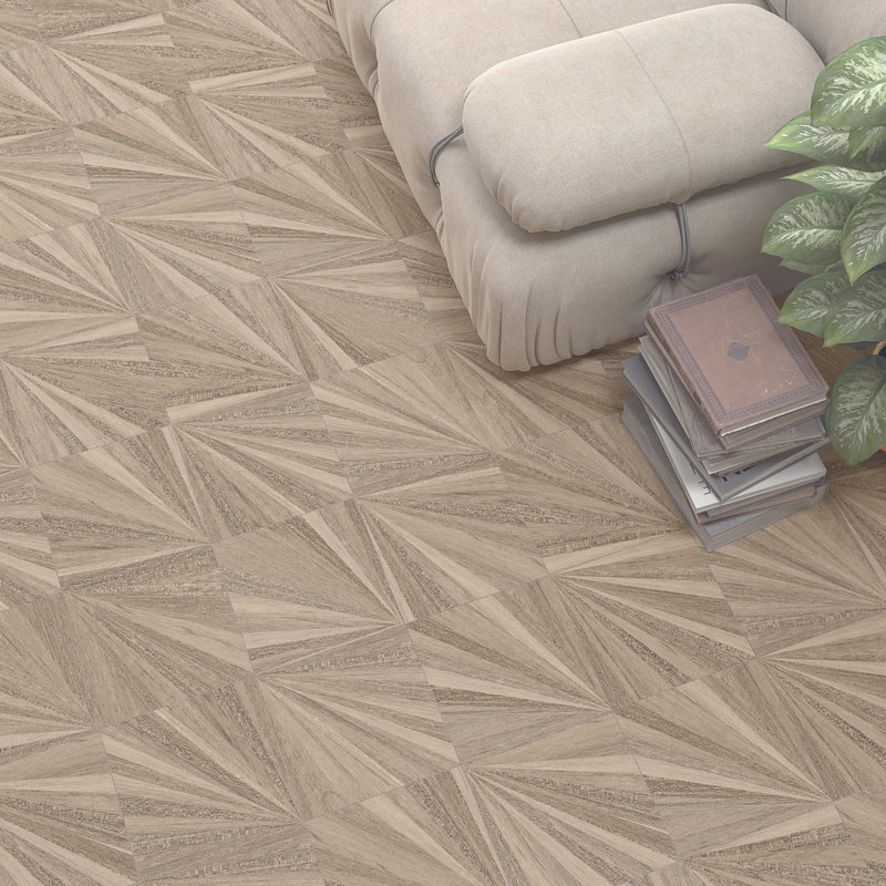 Komi Murlen 7-7/8" x 7-7/8" Porcelain Patterned Wall & Floor Tile, Brown