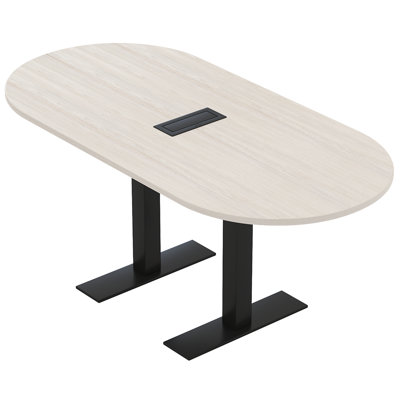 Parinka Racetrack Shaped Conference Table with Metal T Base | Electrical Unit by Inbox Zero