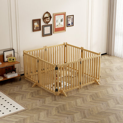 Barrières pour chien autoportantes en bois pour la maison, barrières pour portes, escaliers, barrière pour chien en bois pour l'intérieur, clôture pour escalier - 8 panneaux H 31 po