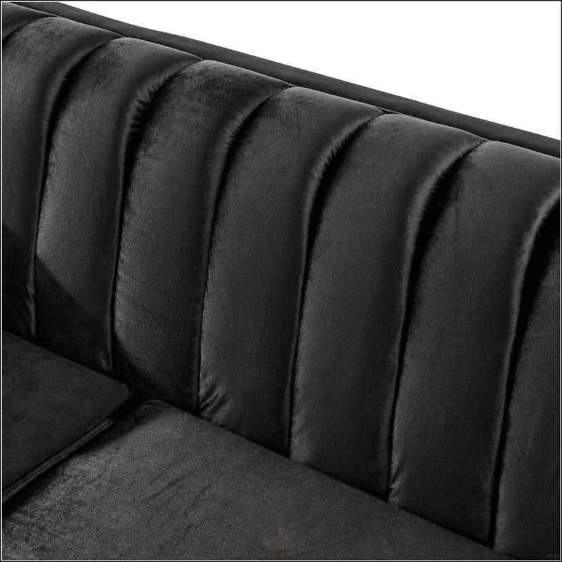 Canapé 89 pouces en velours 3 places, Noir