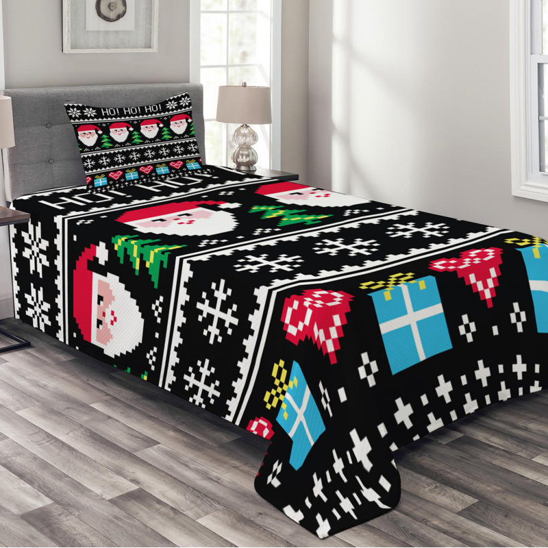Polyester Geometric Shapes Coverlet, Twin Coverlet + 1 Sham