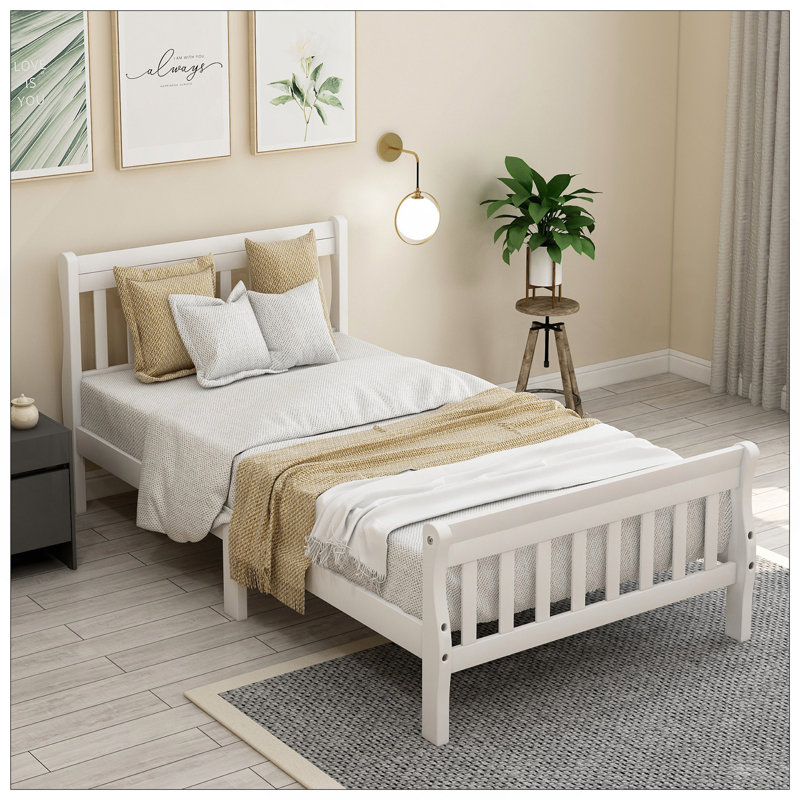 Lit plateforme Wood, White