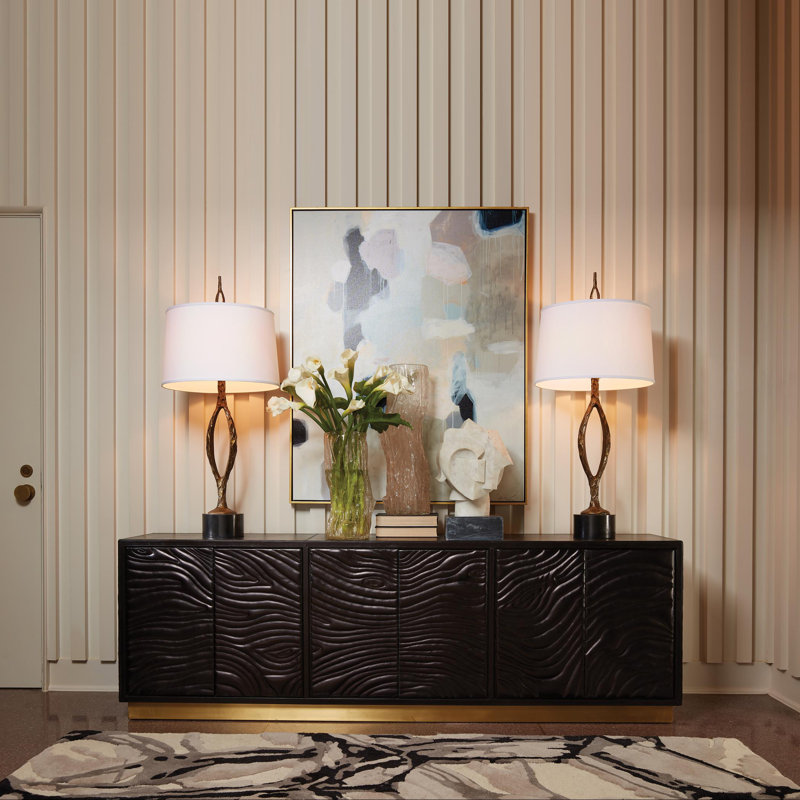 Forest Long Cabinet-Charcoal Leather