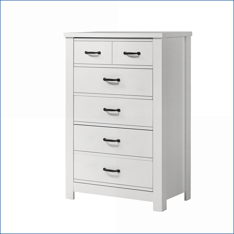Commodes | Commode blanche moderne 5 tiroirs 31 po Cassini | Blanc | Bois d'ingénierie