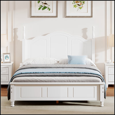 Cadre de lit plateforme en bois de style rétro avec support en lattes de bois, améliorant le confort et l'esthétique dans n'importe quelle chambre à coucher.