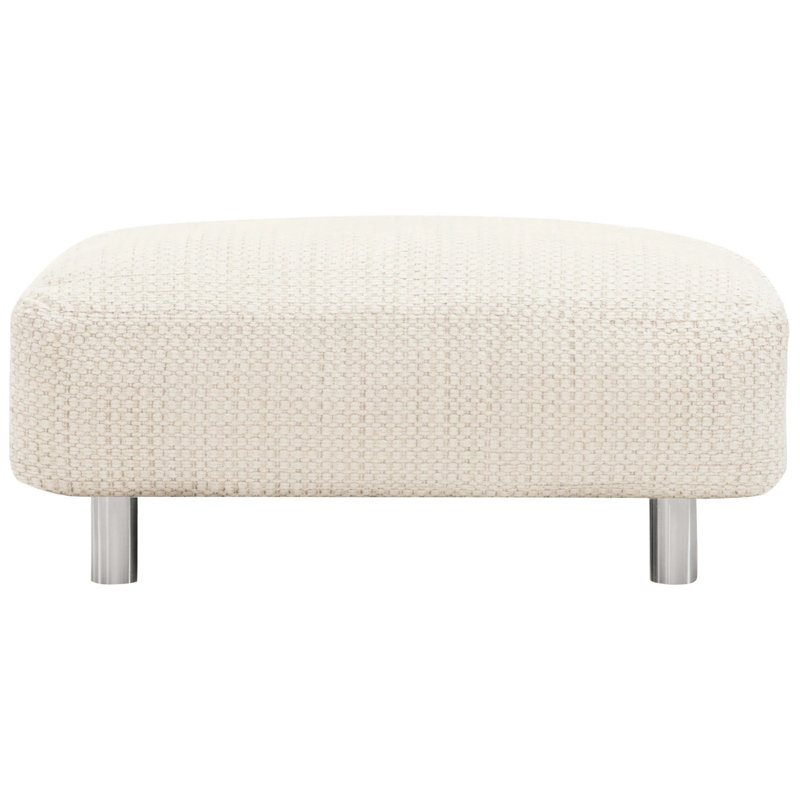 Avanni Outdoor Ottoman with Cushion, White Linen 6016-000, Silver