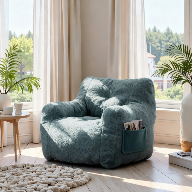 Fauteuil à billes Compression, Ours en peluche vert
