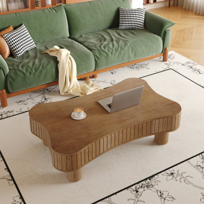 Table basse de 107 cm (42 po) avec plateau relevable, trois zones de rangement dissimulées, système hydraulique silencieux, coins arrondis à 360°, assemblage facile en 5 minutes, plateau au fini naturel vieilli pour le salon, longueur, cannelure