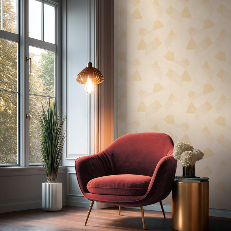 Havana 2 Collection Abstract Geometric Wallpaper Roll, Beige