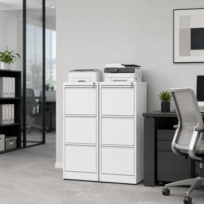 Ensemble de classeurs blancs en métal 2 tiroirs 3 tiroirs blancs avec serrure, dossiers légaux et suspendus A4, armoires de rangement en acier laminé à froid avec ensemble anti-basculement et outils pour le bureau personnel