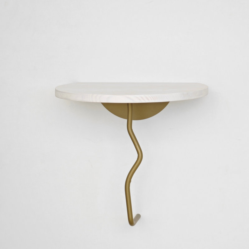 Locelso Wood Floating Shelf, White/Gold, 35cm H x 35cm W x 35cm D