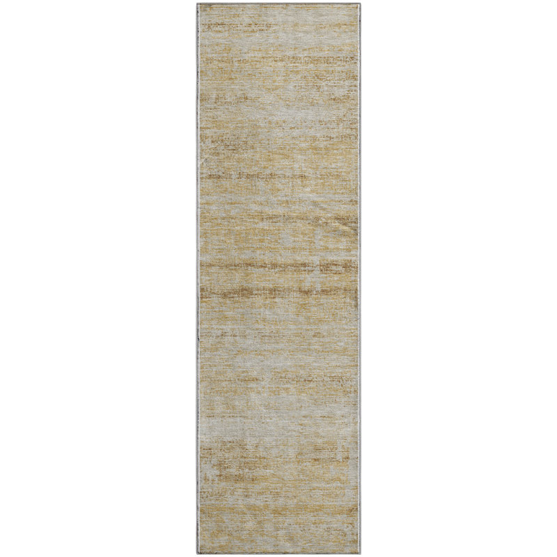 Premium Machine Washable Gerardo Gold Rug, Runner 2'3" x 7'6"