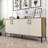 Modern Console Table with Multiple Shelves, Walnut & Cream Finish, 70.9 x 30.7 x 13.8 inches | 100% Melamine Coated Particle Board, 0.7 inches Thick | Wall-Mountable, Stylish Design for Living Room & Entryway-1530422484