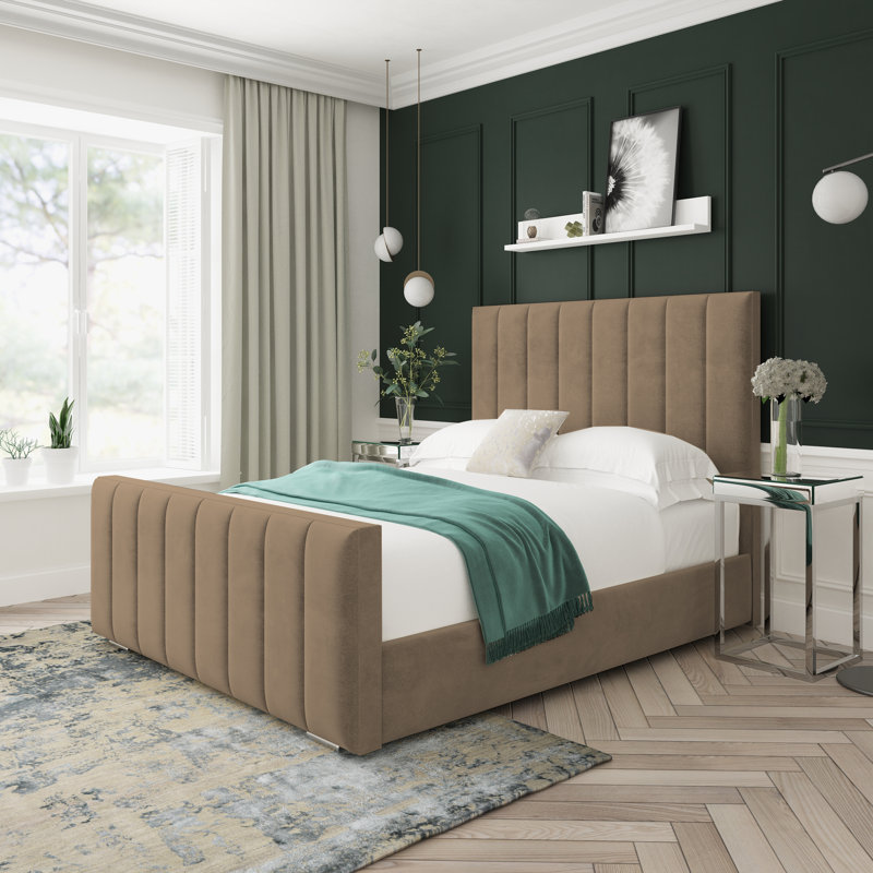 Oakley Naples Velvet Upholstered Ottoman Bed Frame, Single (3'), Mink