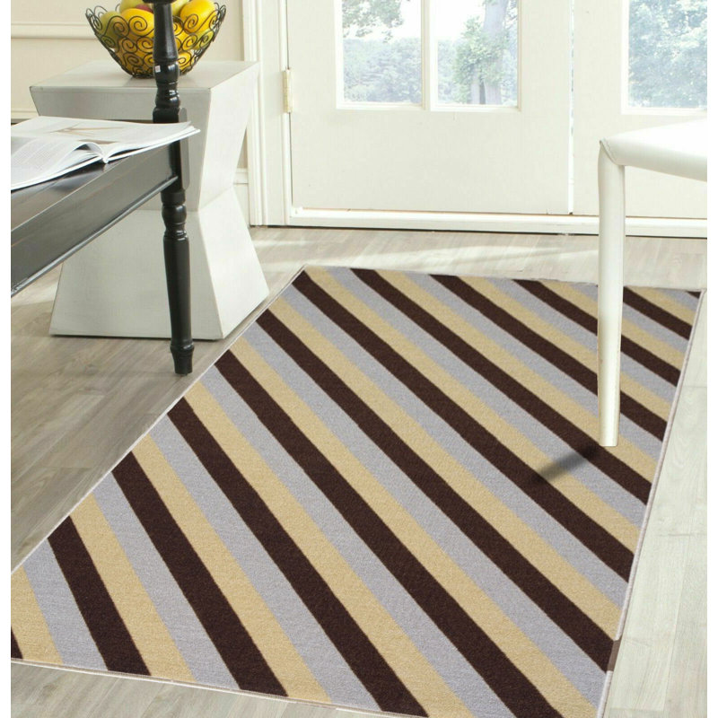 Kolm Beige Brown Non Slip Area Rug – Washable Bedroom Carpet, Living Room & Hallway Runner | Stain Resistant, Anti-Allergy, Rubber Backing