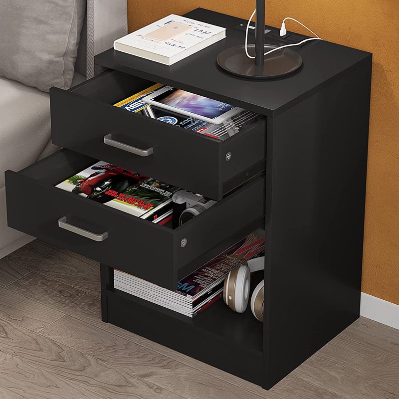 Zorita 15.8'' W Nightstand, Black