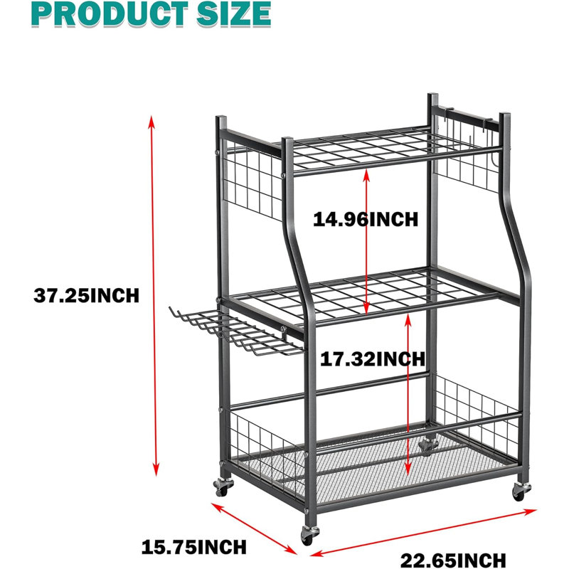 Support de rangement pour outils de jardin, rangement pour outils de garage, supports à outils de jardin avec roues verrouillables