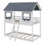 Lit superposé simple au-dessus de simple en bois avec fenêtres et rails de protection-114328215