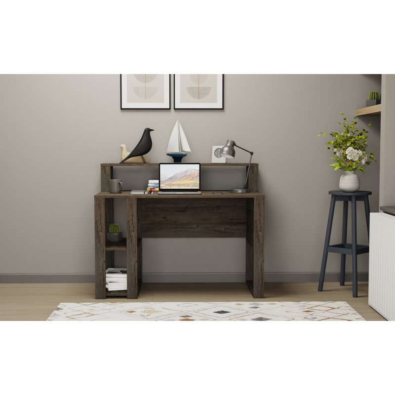 Tramal Geometric Writing Desk, Dark Coffee